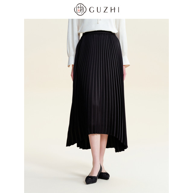 Stubborn 2025 Spring New French Elegant Asymmetrical Large Swing Long High Waist Pleated A-line Skirt Women's Clothing