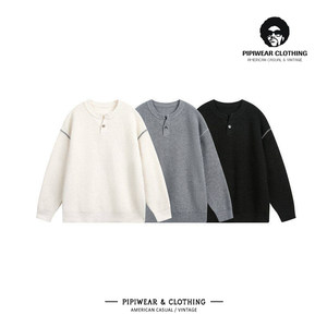 
Autumn and winter lazy Henry collar sweater for men and teenagers, high-end inner sweater, early autumn trendy brand casual sweater