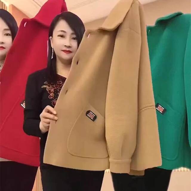 Temperament mother coat for women spring and autumn wool coat for middle-aged and elderly women autumn sport new small short top
