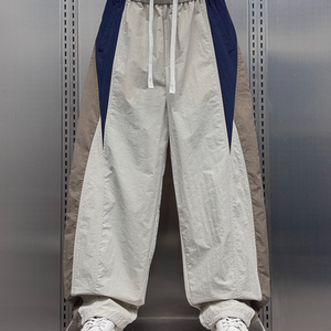 
Summer men's color-blocked striped casual pants, handsome splicing spring and autumn American wide-leg pants, contrasting color sports pants, straight trousers