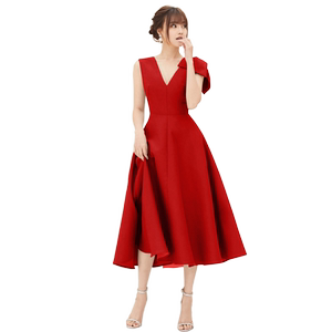 Royal Sister Style Light Mature Long Style Celebrity High end Waist Slimming High waisted Elegance Bow Red Small Dress Long Dress