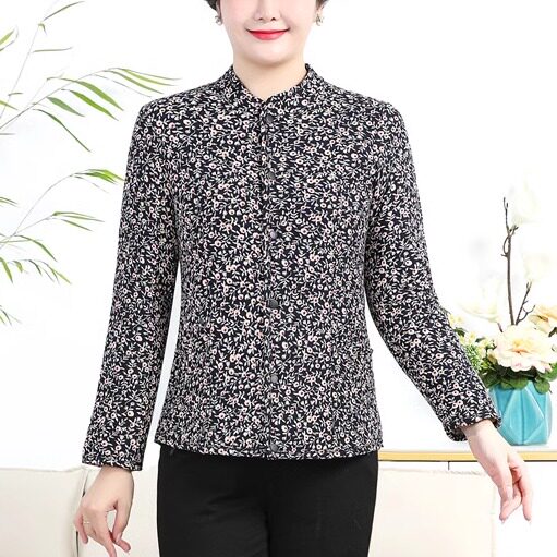 New winter new camel hair floret cotton-padded jacket for the elderly, close-fitting, warm, elastic and lightweight home cotton-padded jacket for middle-aged and elderly people