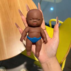 Black Doll Stress Relief Toy, Black Doll Natasha, Palm-Sized Rubber Stress-Relief Figure, Funny Clothes, Prank Toy