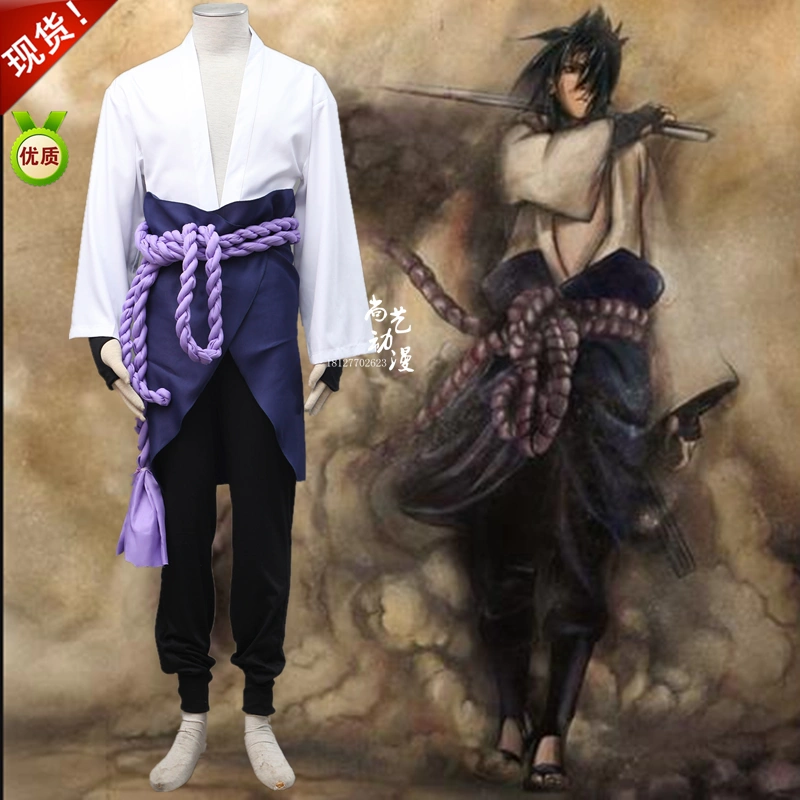 Naruto-Uchiha Sasuke COS trang phục lộ ngực-Anime Shippuden phiên bản cosplay quần áo nam