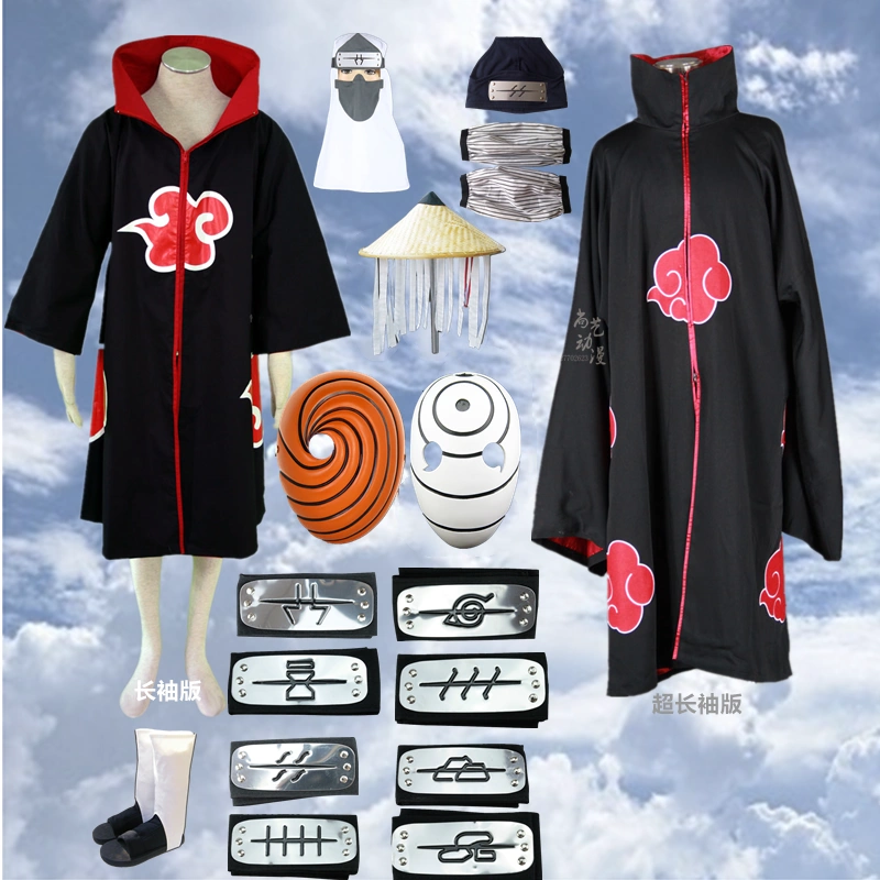 Naruto cos tổ chức Akatsuki quần áo Sasuke Itachi mây đỏ áo choàng cosply trang phục áo choàng Seiko phiên bản thêu
