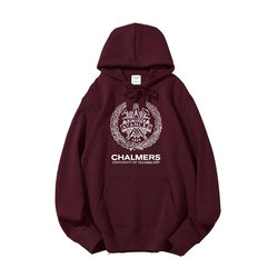 Chalmers University of Technology in Sweden Pullover Sweatshirt Chalmers Commemorative Hoodie for International Students Autumn and Winter Fleece-Lined