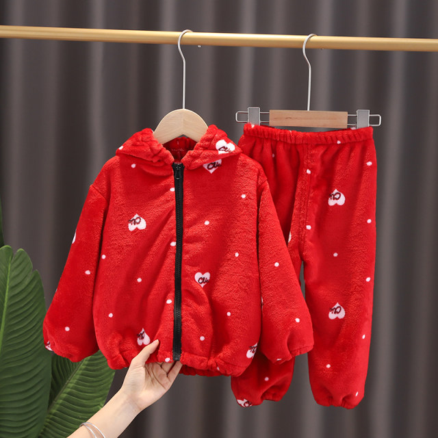 Baby Fran Character Double -sided coral velvet hooded zipper jacket ...