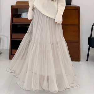 
Waltz丨100 mulberry silk 16 Mmilli crepe lined mesh skirt丨Silk lining skirt-MY4698