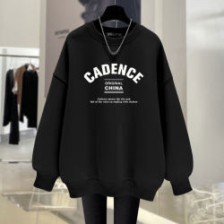 Mid-length pullover retro sweatshirt with round neck