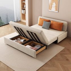 Foldable Sofa Bed Dual-Purpose Multifunctional Living Room Modern Simple Small Apartment Single/Double Bed Internet-Famous Pull-Out Retractable Bed