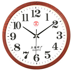 Shanghai Clock Factory Genuine Silent Wall Clock Modern Simple Large Font Wall Clock for the Elderly Living Room Bedroom Quartz Clock