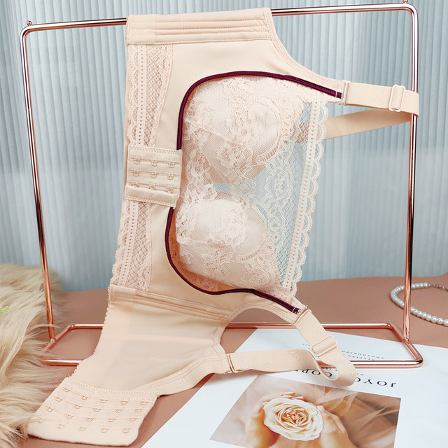 Adjustable front buckle and sagging correcting underwear, strapless anti-exposure full cup, large breasts, small size bra, thin