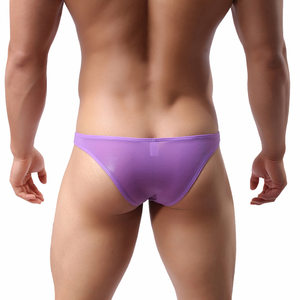 Free shipping Bingse men Bikini half -hip triangle sexy low waist tight elastic transparent transparent interior pants