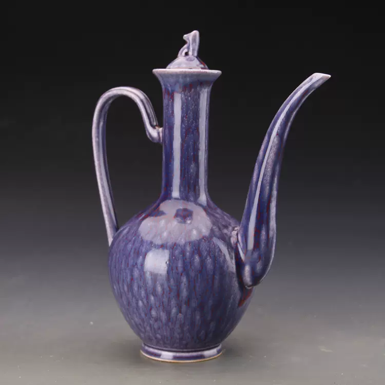 清代手工绘画青花山水人物纹花篮瓶复古摆设做旧仿古瓷收藏古玩