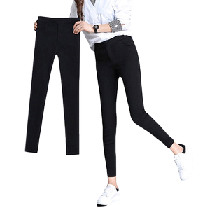 Eight -point leggings Female wearing autumn and winter black high waist thin pencils, small feet black pants nine points 150cm small

