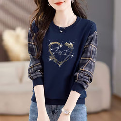 Clearance Sale of Foreign Trade Brand Export Pure Cotton Long-Sleeve Sweatshirt for Women, Autumn Outerwear, 2025 Fashionable Loose Fit, Age-Reducing Base Layer Top