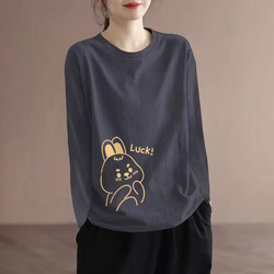 Clearance Sale~ Export Brand, Cut Label, 100% Pure Cotton, Long-Sleeved, Fashionable T-Shirt, Loose Fit, Elegant Spring Base Layer Top