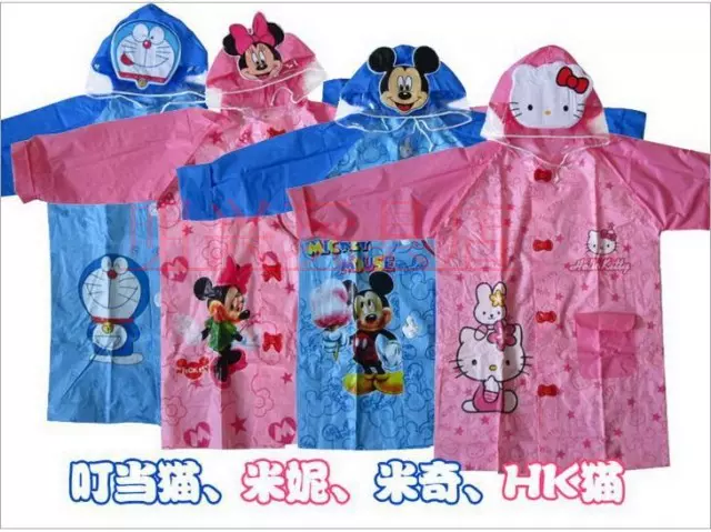 批发外贸原单迪士尼hello kitty机器猫儿童雨衣卡通雨坡带书包位-Taobao