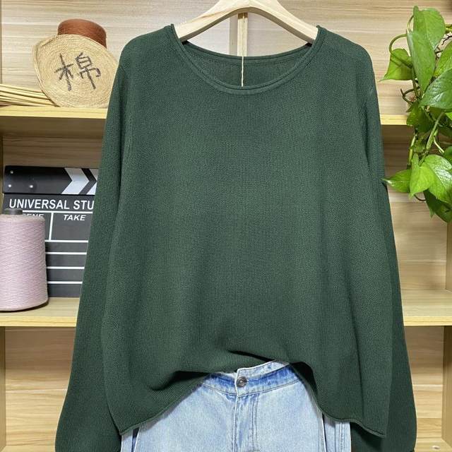 2025 New Winter Women's Loose Round Neck Knitted Pullover Love Long-sleeve Sweater