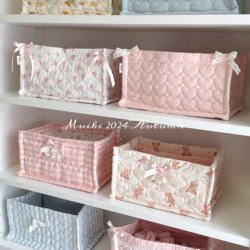 Muiki |   Original Korean Imported Quilted ins Storage Baskets, Cute Storage Boxes for Desktop Organization.