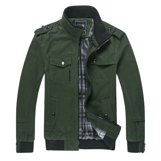 Military green coat men's autumn and winter outer coat velvet ...