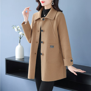 
Women's woolen jacket women's wool cardigan mid-length 2025 new loose large size slimming solid color cashmere coat