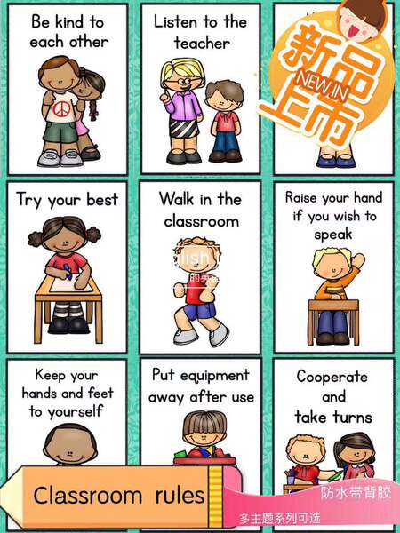 Classroom Rules教室规章制度英语幼儿园教师装饰背景墙 学校海报 | EBUY7 背景墙