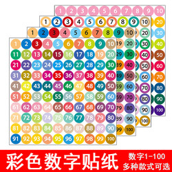 Colorful Digital Self-Adhesive Label Paper Small Round 1-100 Number Stickers Coding Number Stickers Laser Number Stickers