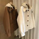 This year's popular explosive hooded woolen coat female autumn and winter large size fat MM showed thin fake two short out -out tops
