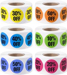 500 Stickers/Roll Product Discount Label Stickers Colorful Percentage Discount Promotion Price Reduction Label Stickers