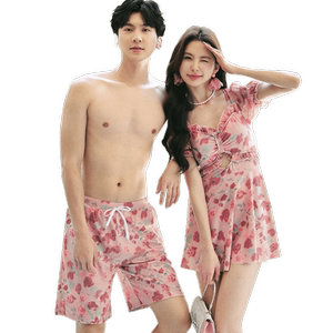 
Couple Swimsuit Women's 2026 New Summer Couple Style Suit One-piece Conservative Men's Beach Seaside Vacation Swimwear