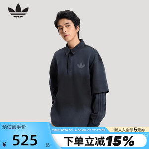 
adidas Adidas cotton fake two-piece black gradient POLO shirt 2026 spring men's long-sleeved T-shirt KR5053
