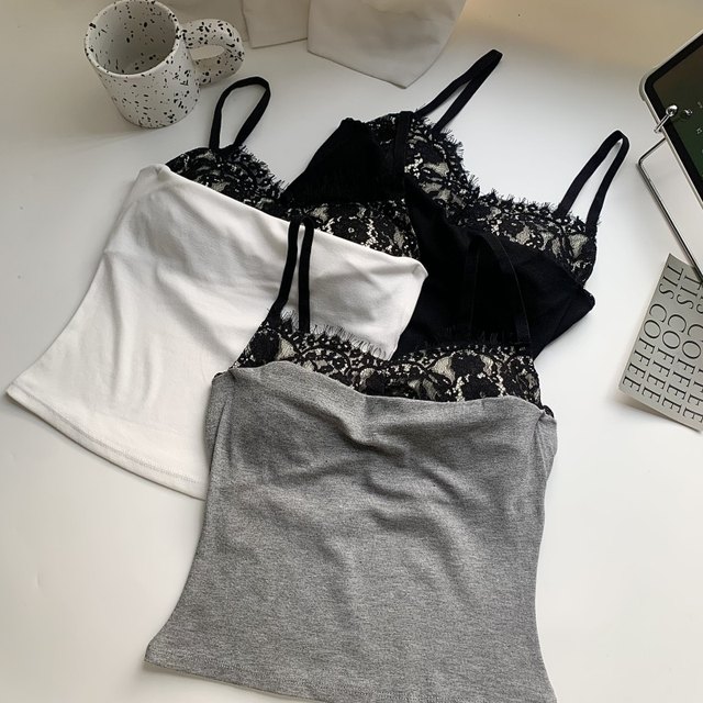 Sexy, unique and exquisite little camisole for women, beautiful and unique American lace splicing sleeveless top for summer.