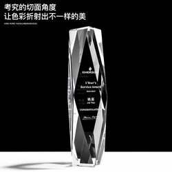 Creative K9 Crystal Trophy Medal with Engraved Diamond-Shaped Pillar Logo, Annual Meeting Award, Outstanding Employee Souvenir
