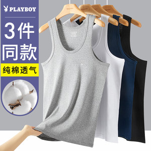 
Playboy Pure Cotton Men's Vest Without Vest Hurdle Sports Bottom White Shirt Sweat Absorbing 2025 New Summer