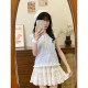 The universe of cream lace strap blue striped doll shirt short-sleeved women's Japanese sweet sleeveless top new style