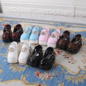 
bjd 4-point thick-soled leather shoes, four-point baby shoes, sponge cake boots mdd bear girl rabbit doodou glossy leather shoes baby shoes heightened