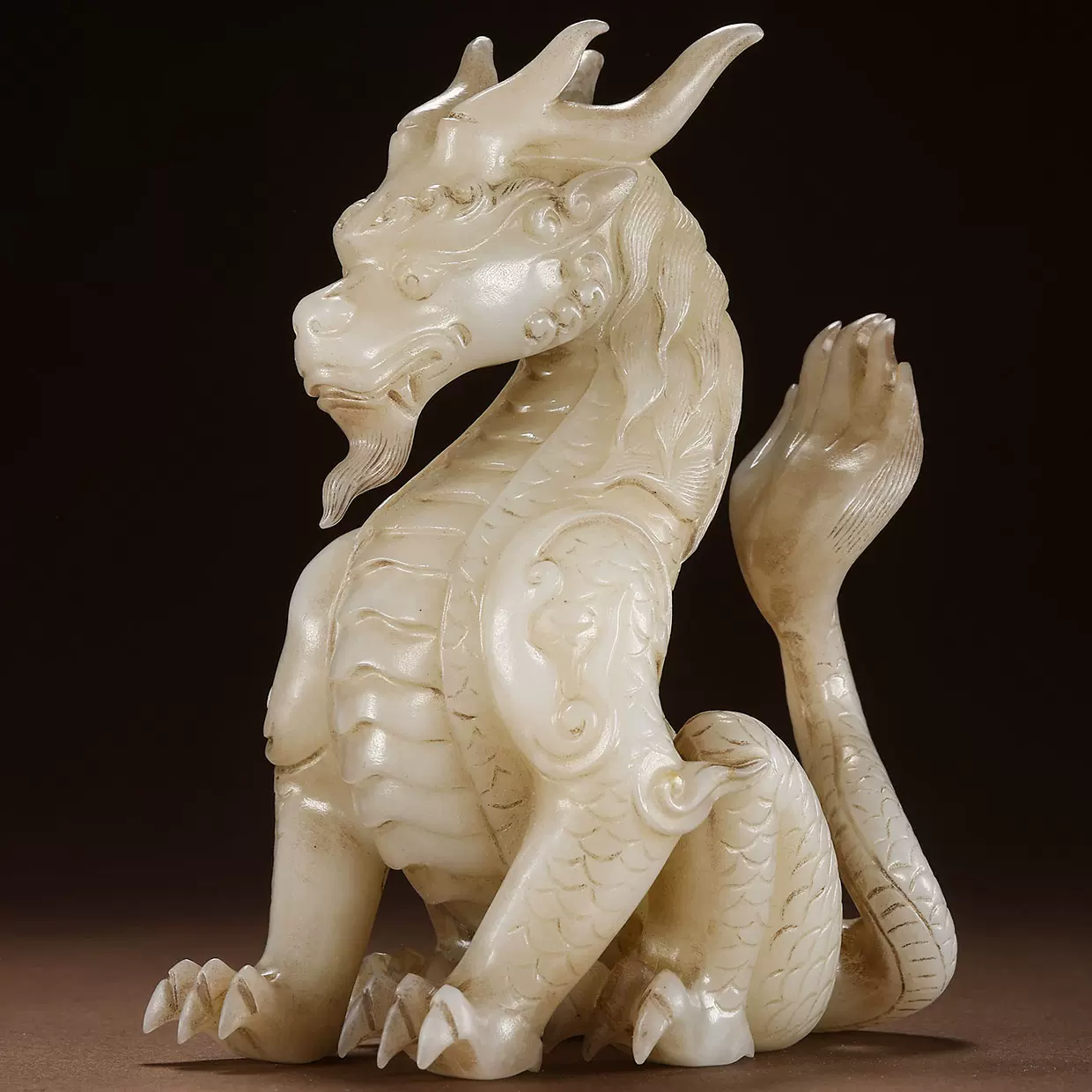 白玉双獣帯鉤 清代 和田玉 古玉 古玉擺件 中国古玩 美術 唐物骨董 A917