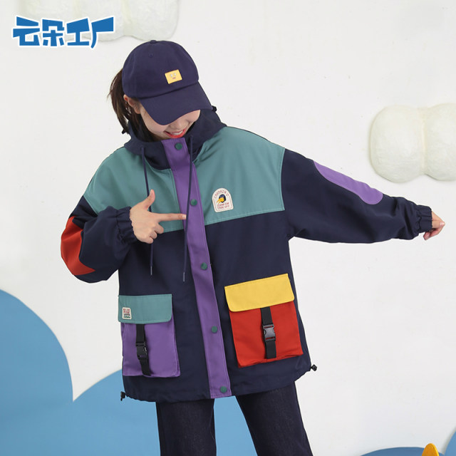 yunduo-factory-aviator-glasses-hooded-jacket-color-block-loose-casual