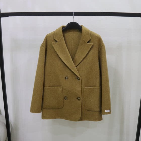 
Solid color mid-length buttoned wool coat winter 2024 new commuter long-sleeved double-sided wool coat for women