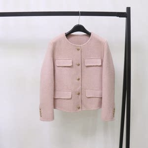 Welfare model small incense wind double -sided wool coat female short woolen woolen coat small, high -level sensory slim body
