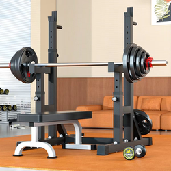 Barbell Squat Rack, Multi-Functional Bench Press Rack, Home Fitness Equipment Set, Integrated Barbell Rack, Adjustable Weight Bench