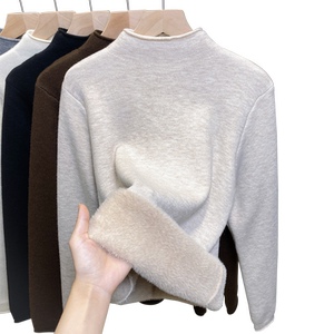 
Women's velvet half turtleneck sweater all-in-one velvet thickened bottoming shirt 2025 autumn and winter new style knitted sweater inner top