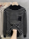 Striped half-turtleneck sweater women's base shirt 2025 Spring and Autumn New Pullover Outer Knitted Sweater Fashionable Inner Top