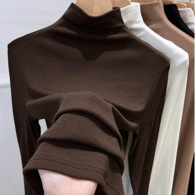 2024 New Half Turtle Collar Bottoming Shirt Long Sleeve Autumn and ...