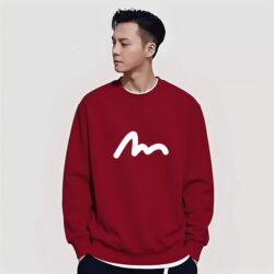 Hong Kong Trendy Brand Shawn Yue Autumn and Winter Couple's Round-Neck Sweatshirt, Red Pure Cotton Fleece-Lined Versatile Printed Jacket