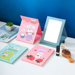 Desktop Small Mirror for Female Students' Dormitory, Large Foldable Makeup Mirror That Can Stand on the Desk, Portable, Cute, Household Dressing Mirror