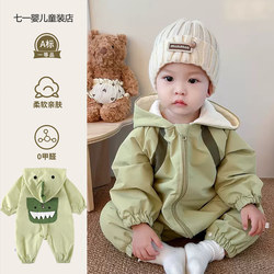 Early Spring Baby Clothes, Small-Month-Old Baby Jackets, Outdoor Clothing, Baby Boy Spring Clothes, Fleece-Lined, Thickened, Quilted One-Piece Suit