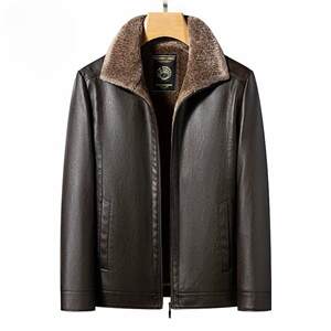 
Haining genuine leather men's coat, fur integrated middle-aged dad's men's deerskin jacket, warm and loose winter