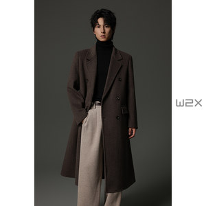 
w2x2025 autumn and winter new 950g heavy double-sided wool coat men's mid-length Nizi windbreaker jacket